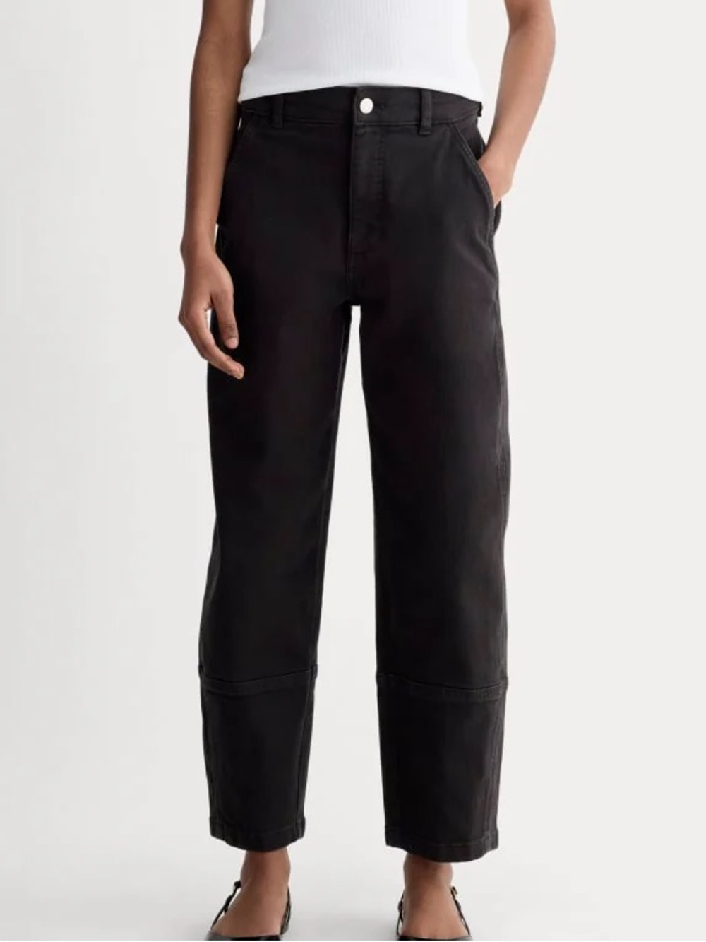 Everlane Utility Barrel Cotton Pant in Black - Size 0 (ankle length)